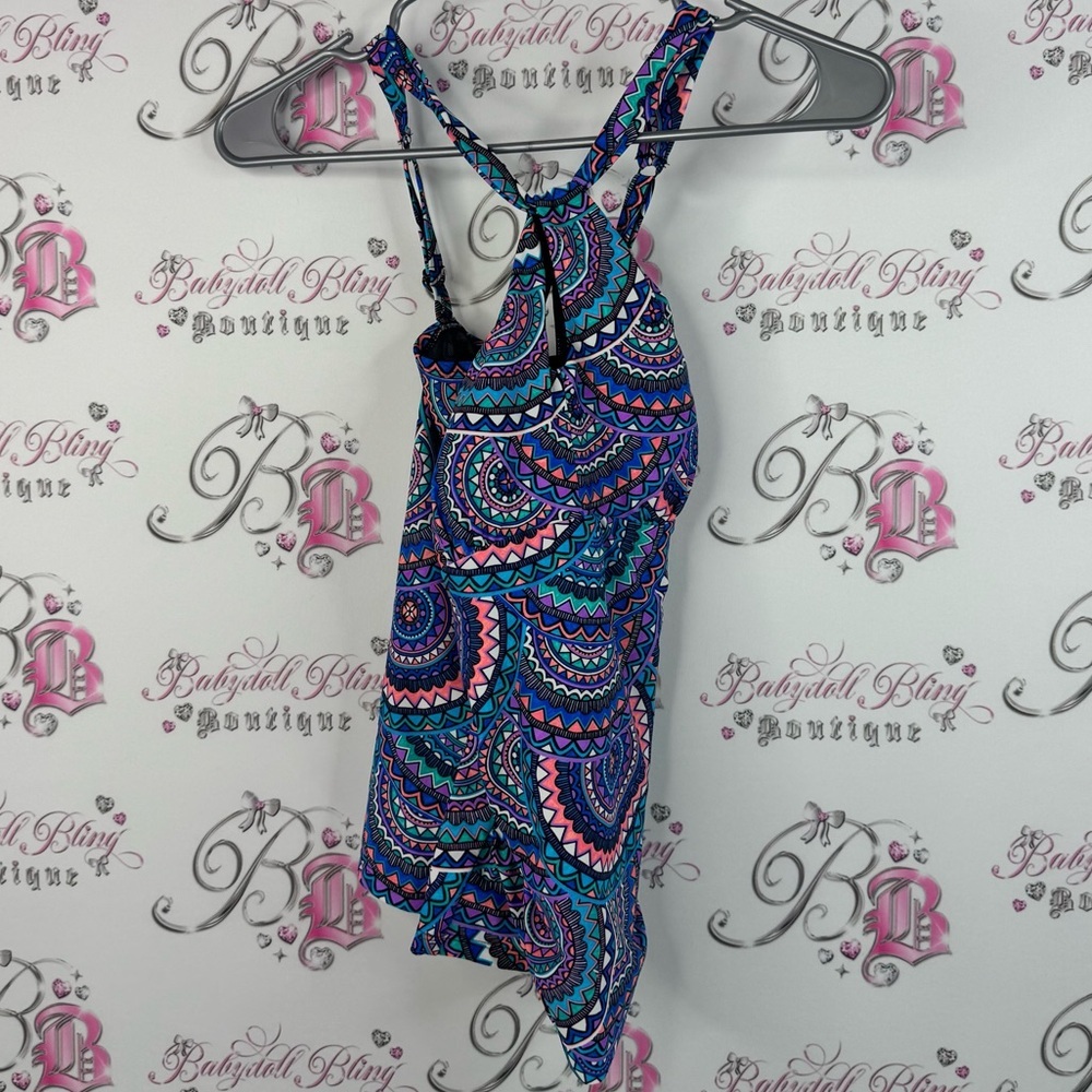 Christina tankini top bikini shirt halter swim suit purple Blue white Pink